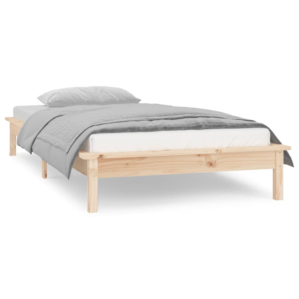 vidaXL Bedframe LED massief hout 75x190 cm 2FT6