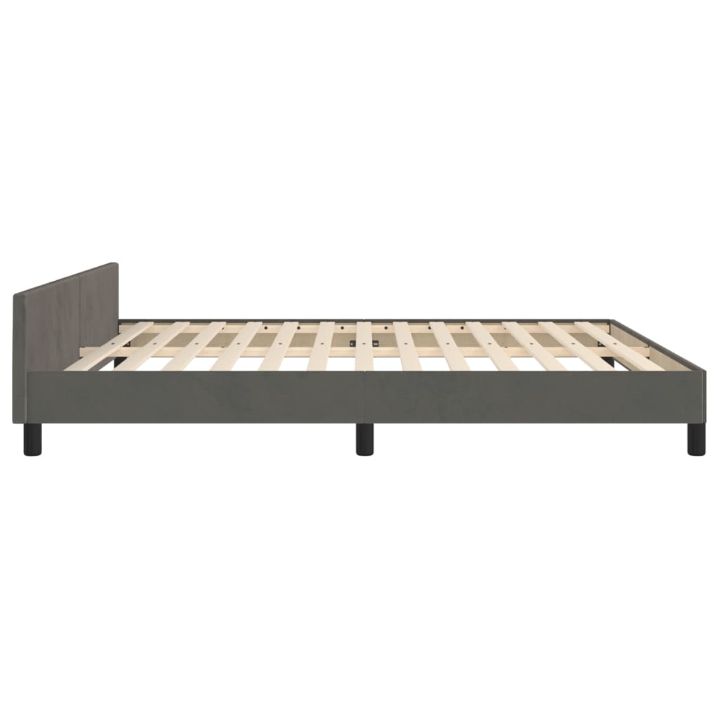 vidaXL Bedframe met hoofdeinde fluweel donkergrijs 160x200 cm