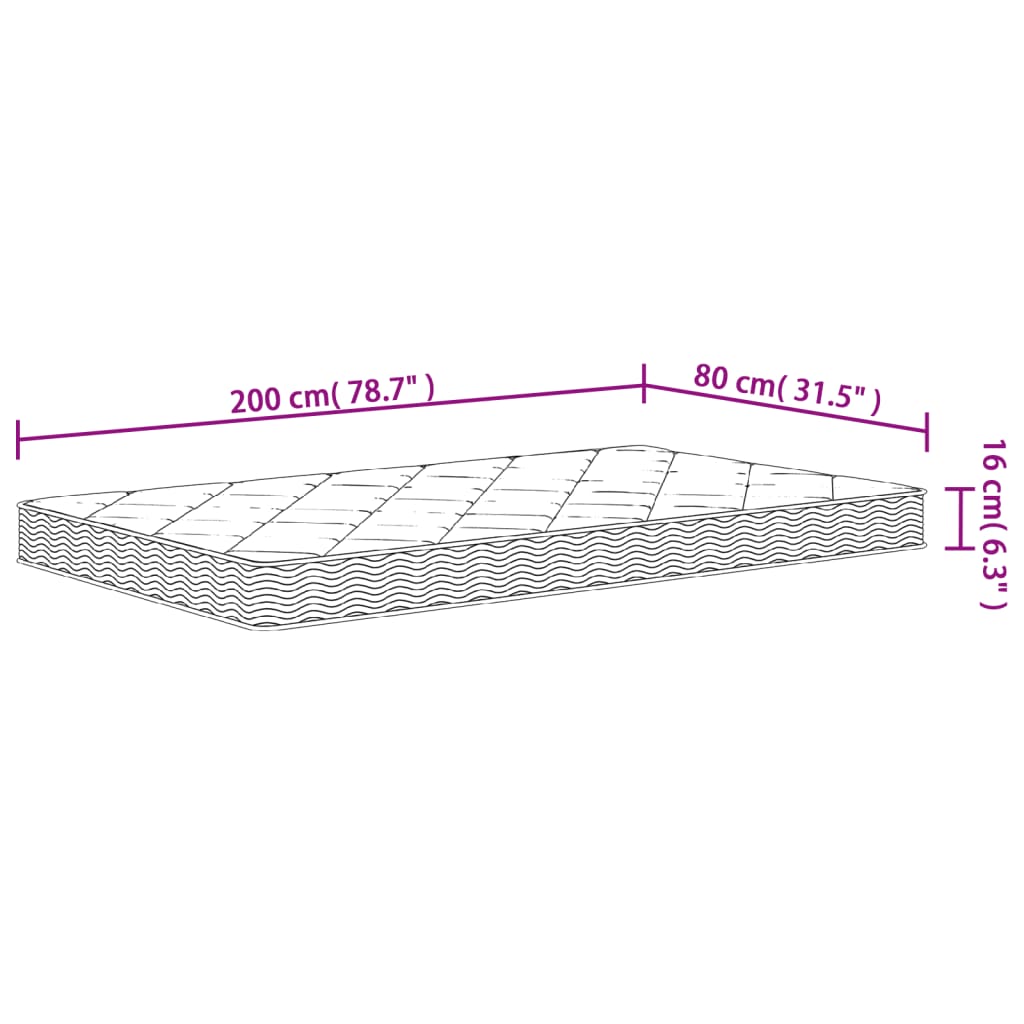 vidaXL Schuimmatras middelzacht 80x200 cm