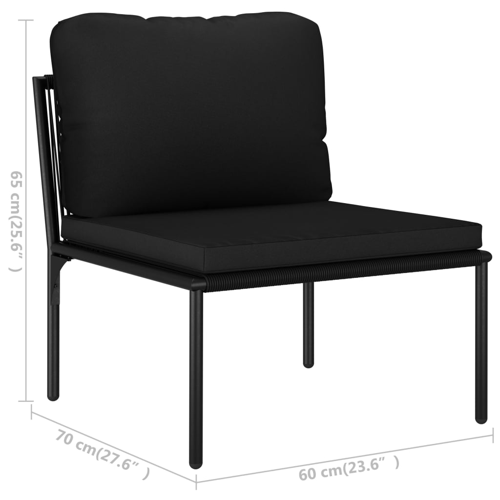 vidaXL 3-delige Loungeset met kussens PVC zwart
