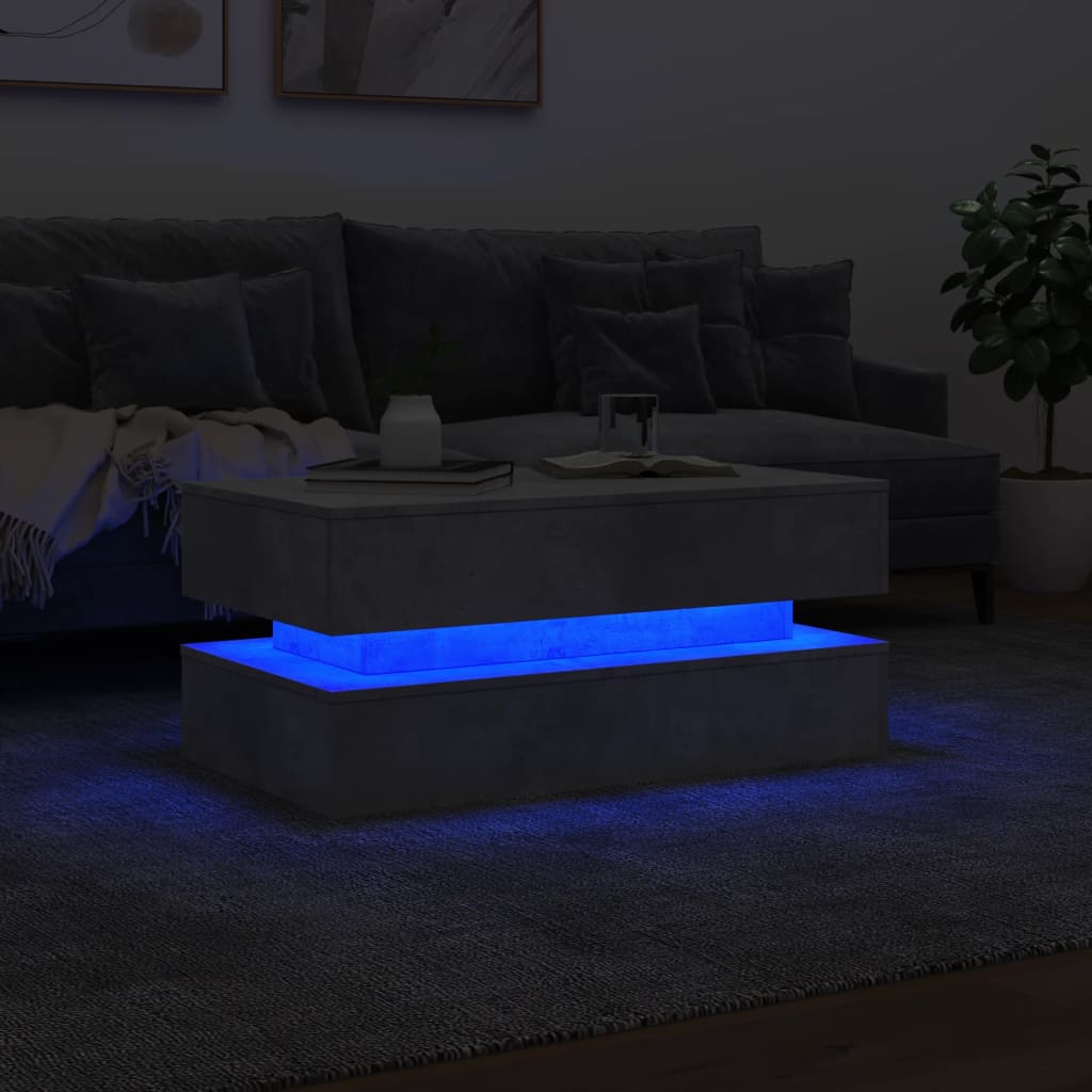 vidaXL Salontafel met LED-verlichting 90x50x40 cm betongrijs