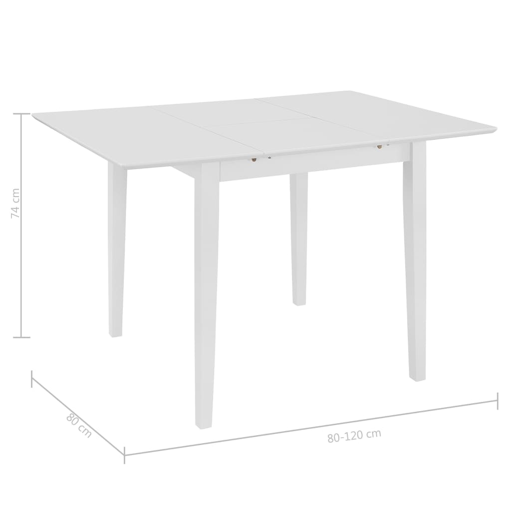 vidaXL Eettafel verlengbaar (80-120)x80x74 cm MDF wit