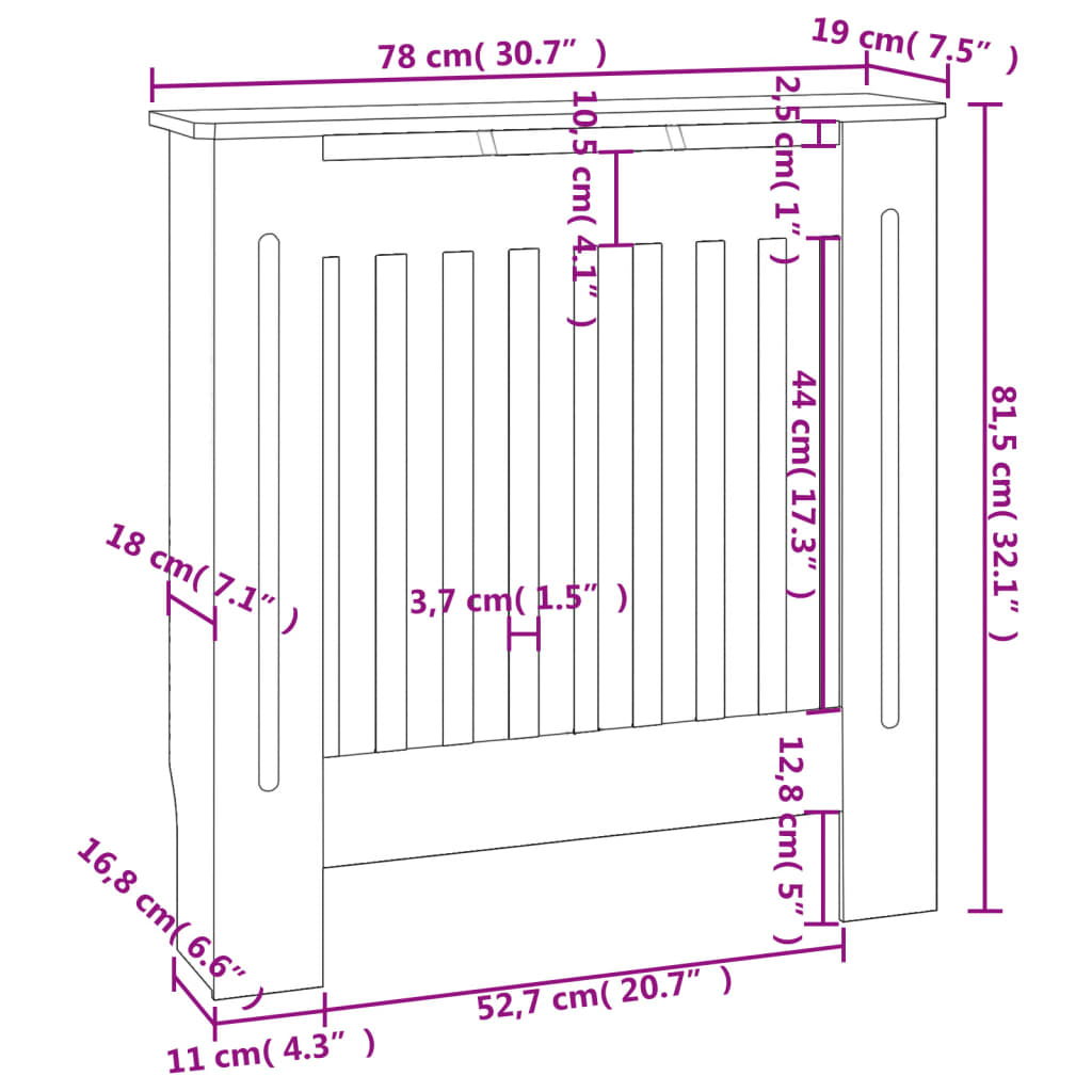 vidaXL Radiatorombouw 78 cm MDF