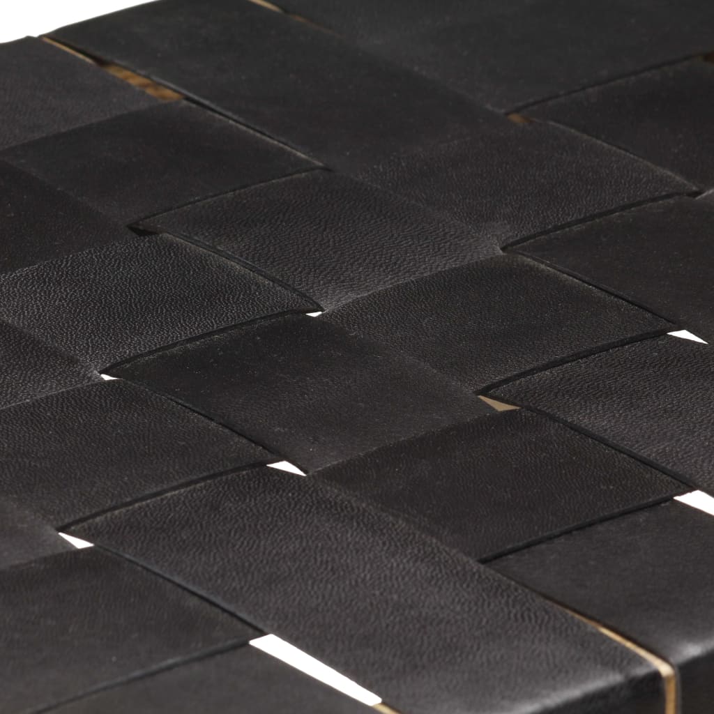 vidaXL Barkrukken 2 st 46x36x60 cm echt leer massief mangohout zwart