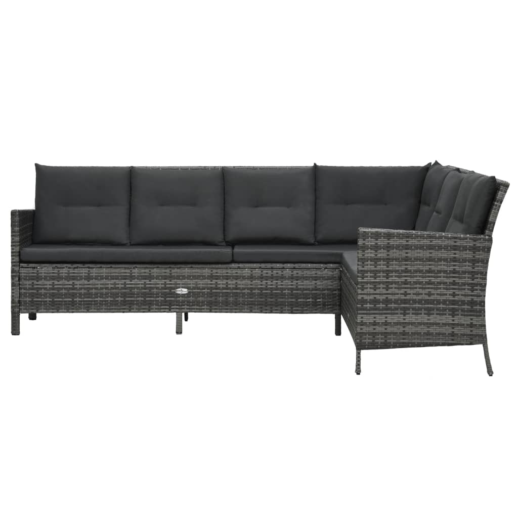 vidaXL 4-delige Loungeset met kussens poly rattan grijs