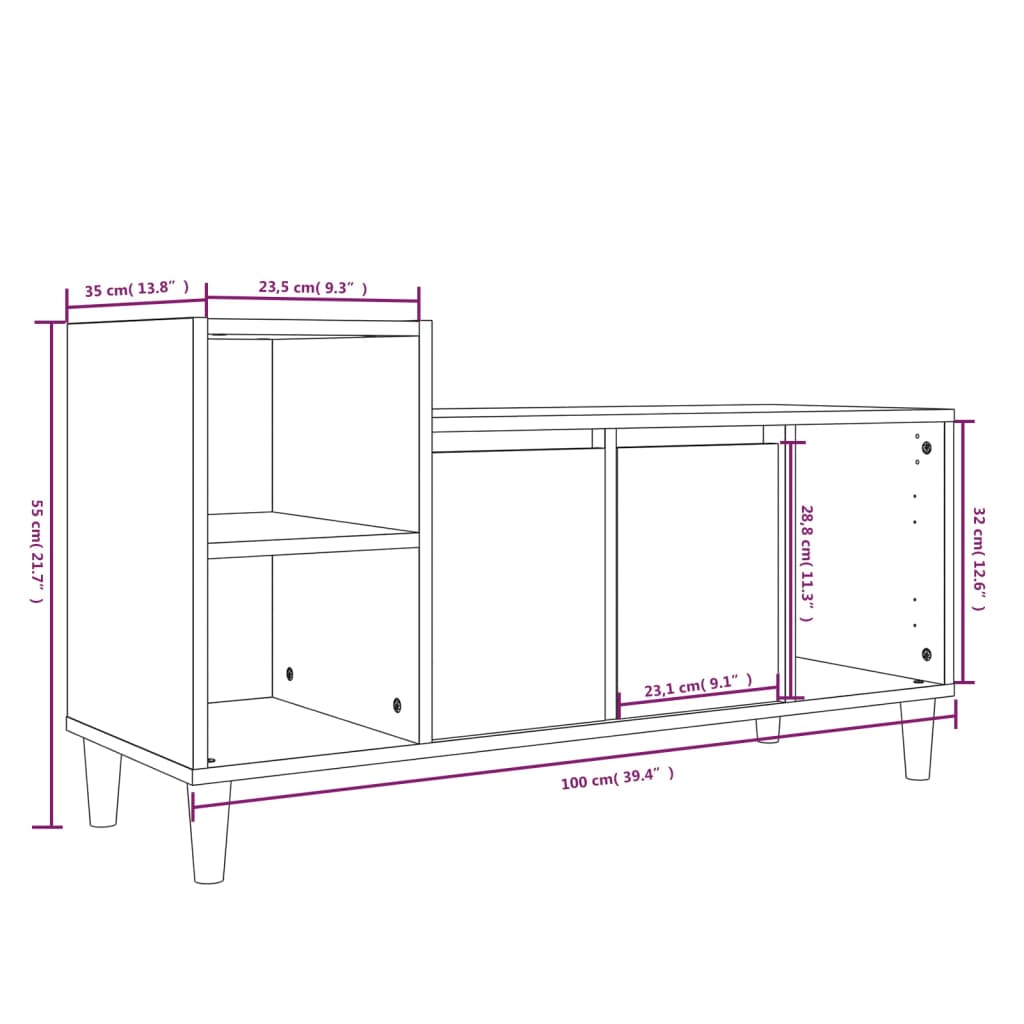 vidaXL Tv-meubel 100x35x55 cm bewerkt hout wit