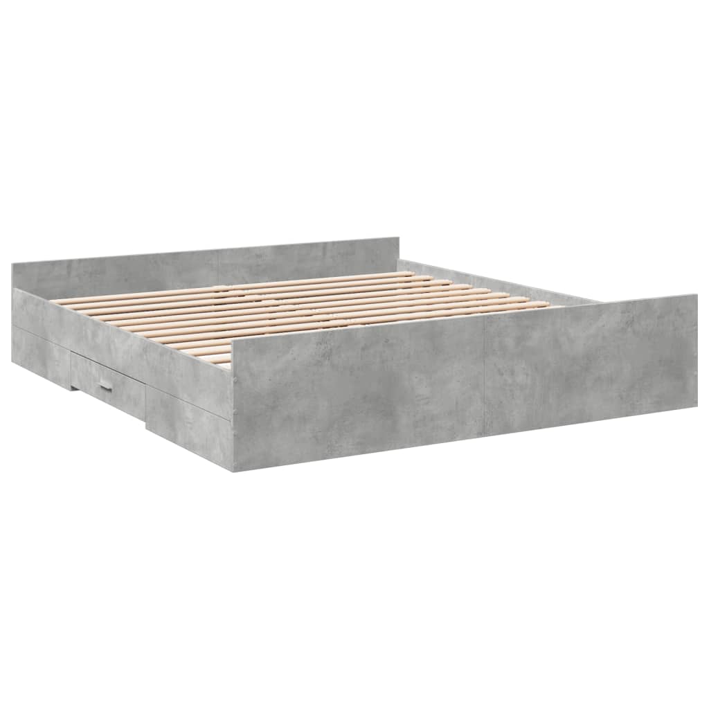 vidaXL Bedframe met lades bewerkt hout betongrijs 180x200 cm