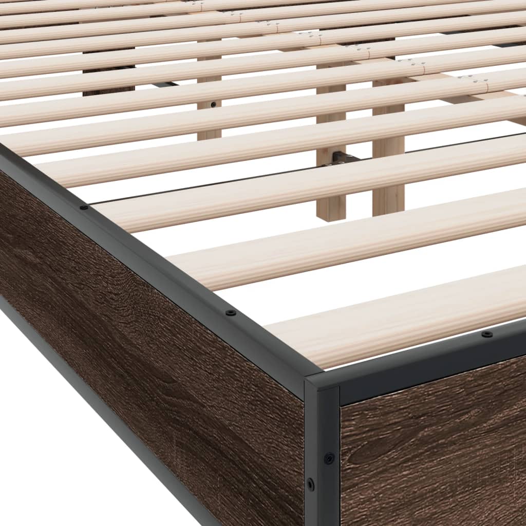 vidaXL Bedframe bewerkt hout metaal bruin eikenkleur 120x200 cm