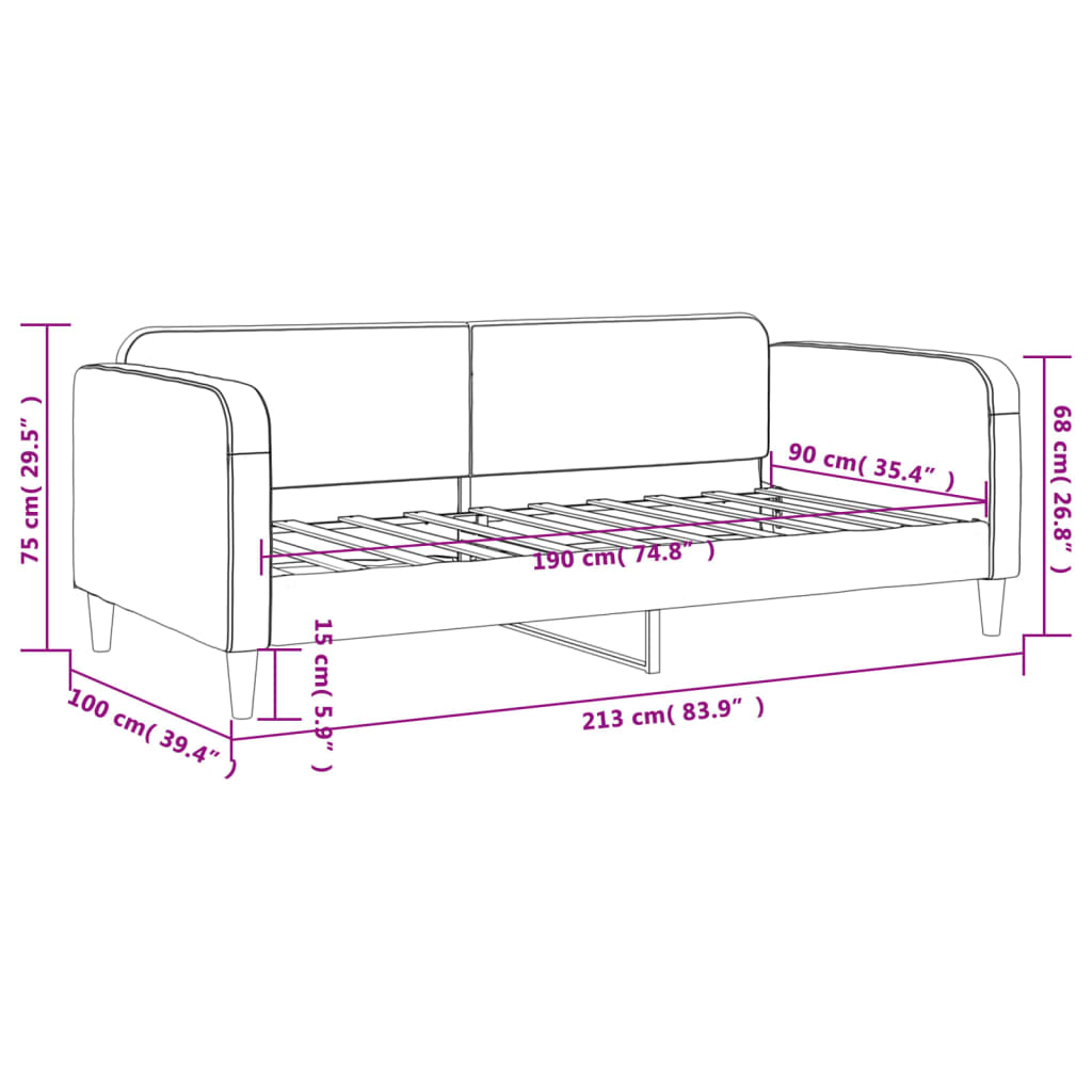 vidaXL Slaapbank 90x190 cm stof lichtgrijs