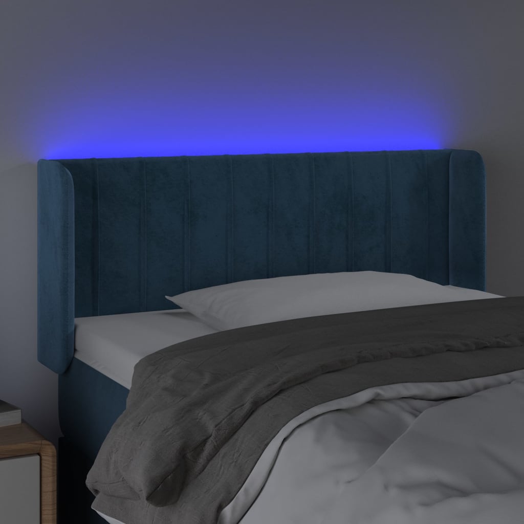 vidaXL Hoofdbord LED 93x16x78/88 cm fluweel blauw