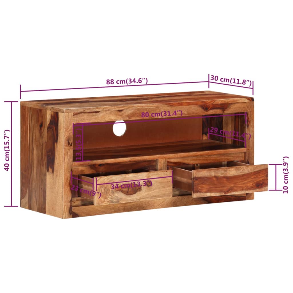 vidaXL Tv-meubel 88x30x40 cm massief hout