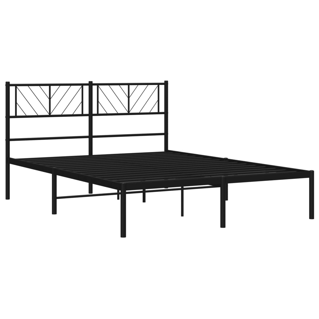 vidaXL Bedframe met hoofdbord metaal zwart 150x200 cm