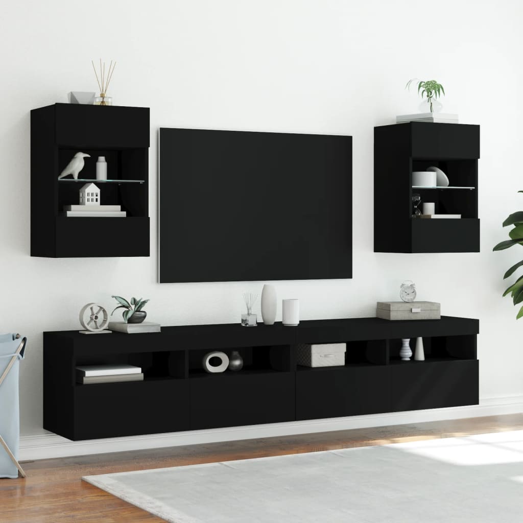 vidaXL Tv-wandmeubel met LED-verlichting 40x30x60,5 cm zwart