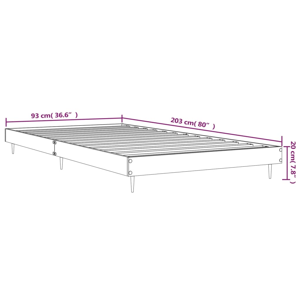 vidaXL Bedframe zonder matras hout gerookt eikenkleurig 90x200 cm