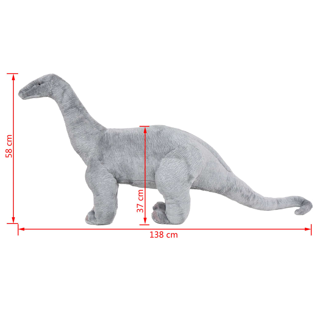 vidaXL Speelgoeddinosaurus staand XXL pluche grijs