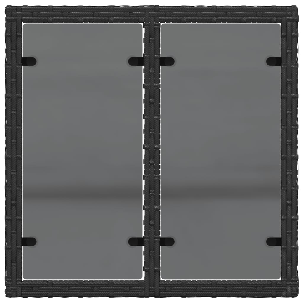vidaXL Tuintafel met glazen blad 55x55x37 cm poly rattan zwart