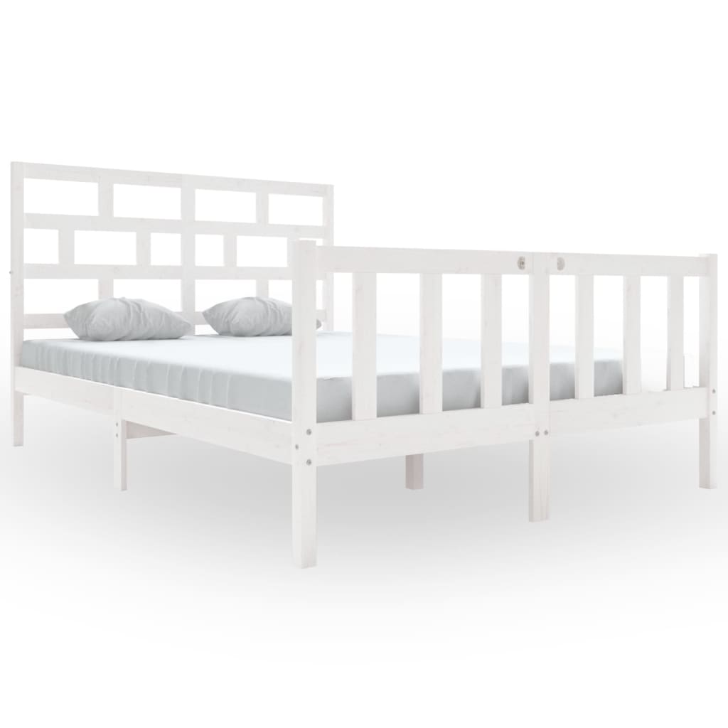 vidaXL Bedframe massief grenenhout wit 140x200 cm