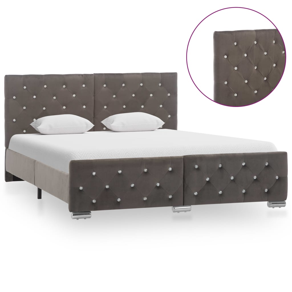 vidaXL Bedframe fluweel grijs 140x200 cm