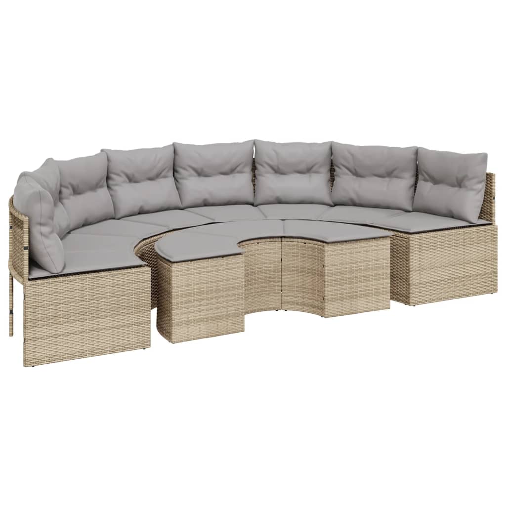 vidaXL 2-delige Loungeset halfrond poly rattan beige