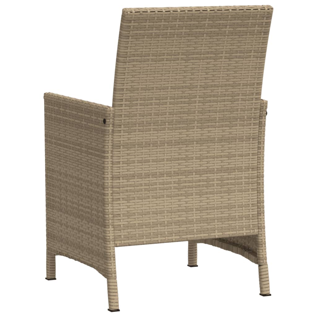 vidaXL 3-delige Bistroset met kussens poly rattan beige