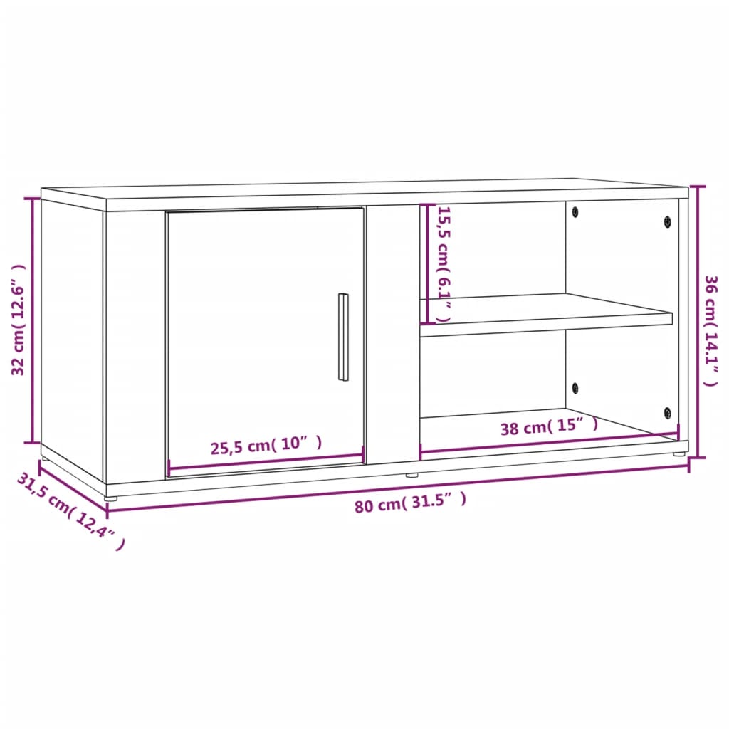 vidaXL Tv-meubel 80x31,5x36 cm bewerkt hout betongrijs