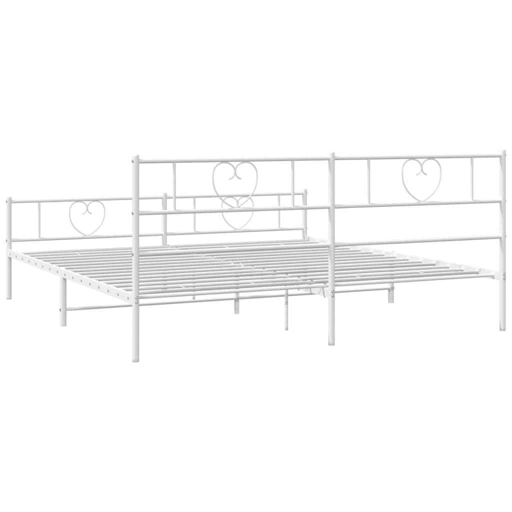 vidaXL Bedframe met hoofd- en voeteneinde metaal wit 193x203 cm