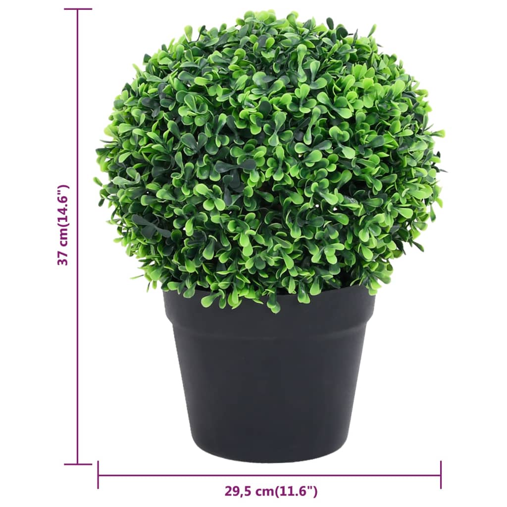 vidaXL Kunstplanten met pot 2 st buxus bolvorming 37 cm groen