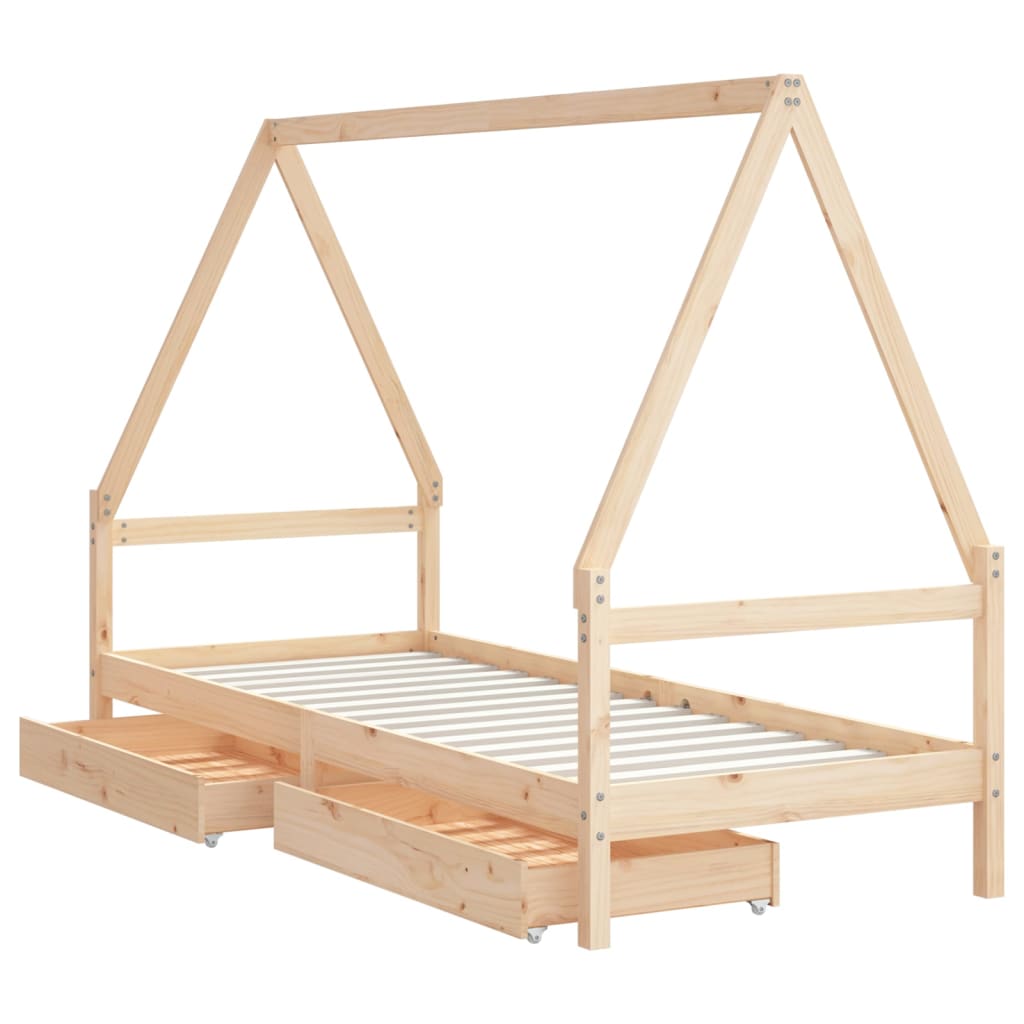 vidaXL Kinderbedframe met lades 80x200 cm massief grenenhout