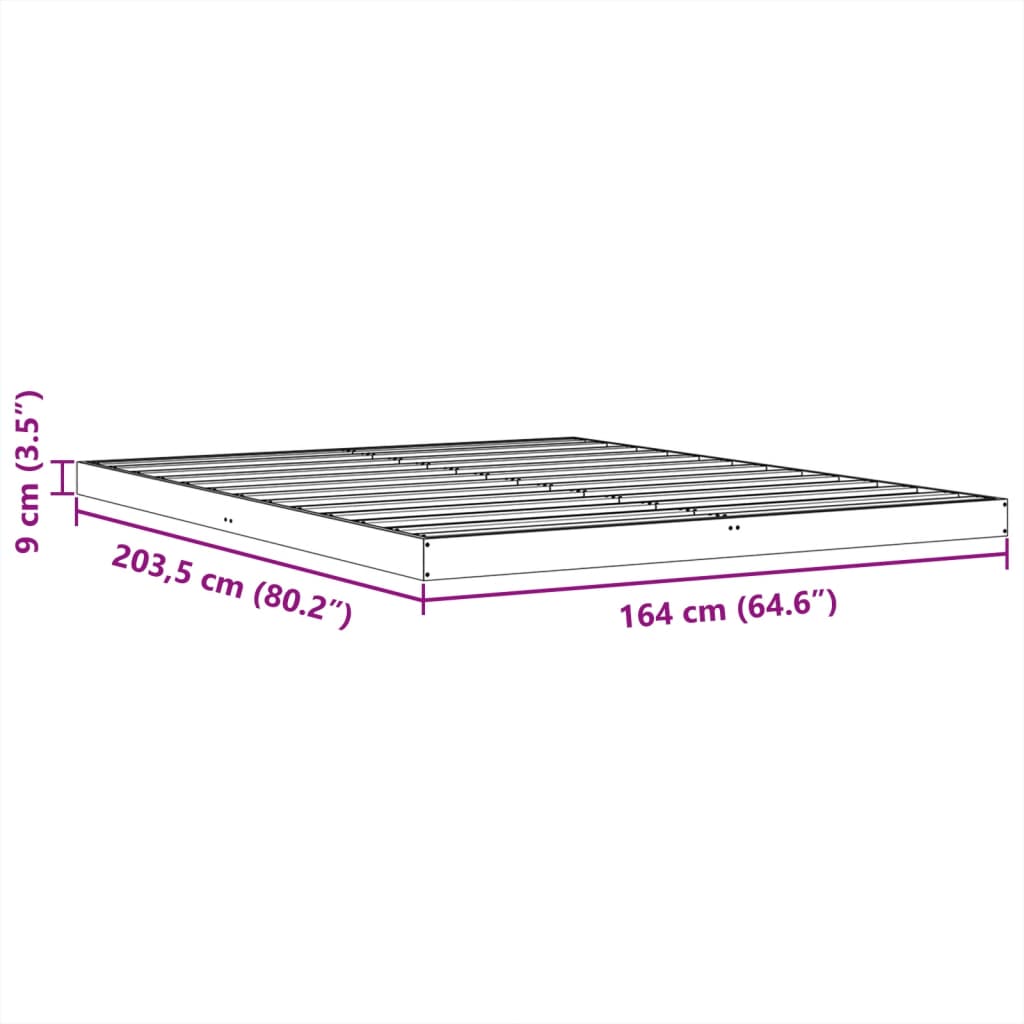 vidaXL Bedframe massief grenenhout wasbruin 160x200 cm