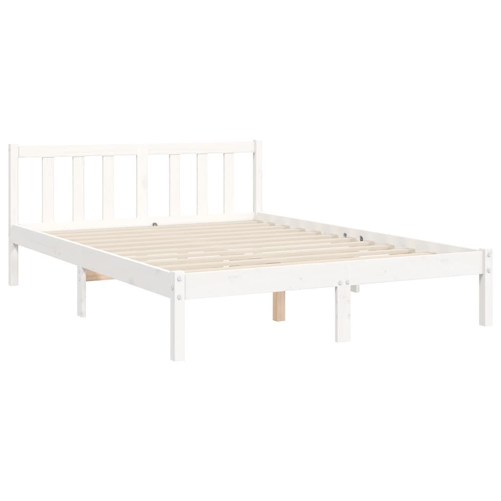 vidaXL Bedframe met hoofdbord massief hout wit 140x200 cm