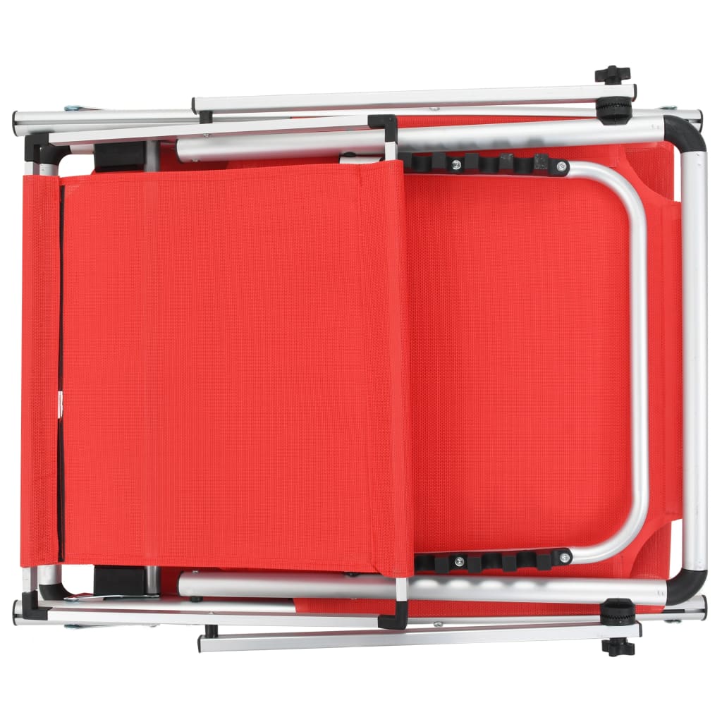 vidaXL Ligbedden inklapbaar met dak 2 st aluminium en textileen rood