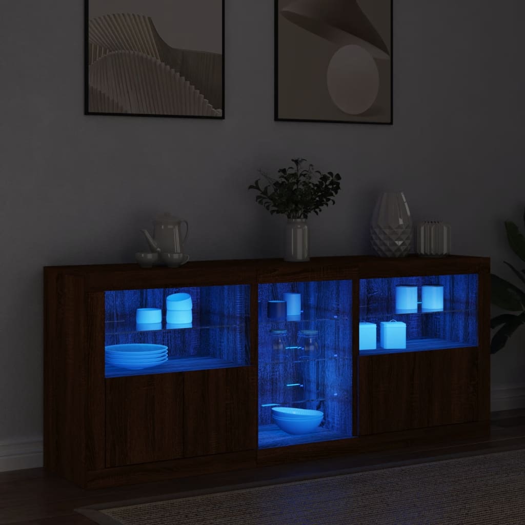 vidaXL Dressoir met LED-verlichting 162x37x67 cm bruin eikenkleur