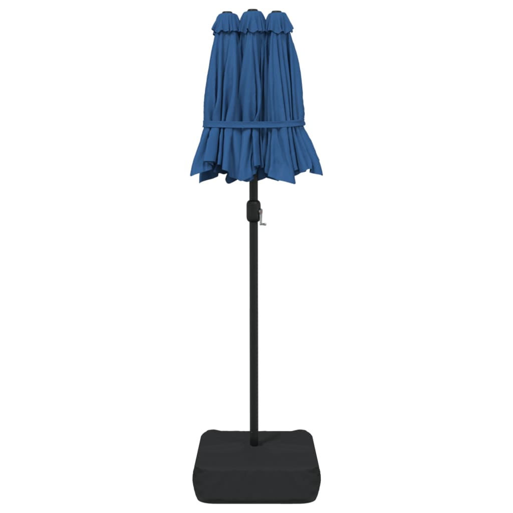 vidaXL Parasol dubbel dak met LED 316x240 cm azuurblauw