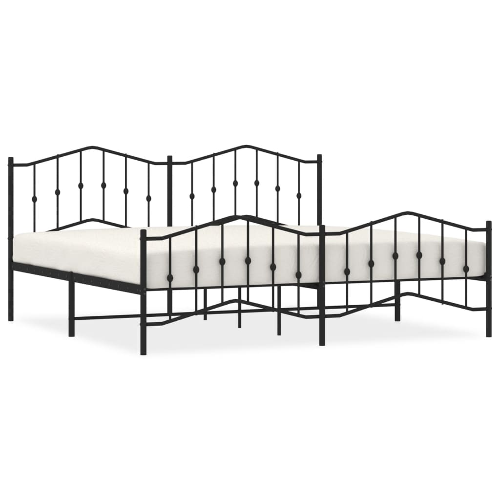 vidaXL Bedframe met hoofd- en voeteneinde metaal zwart 193x203 cm