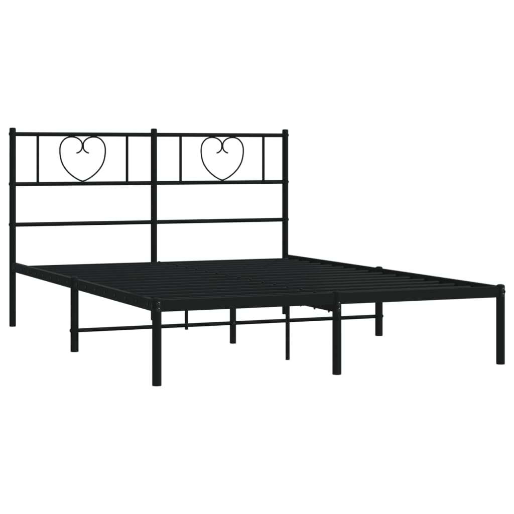 vidaXL Bedframe met hoofdbord metaal zwart 140x200 cm