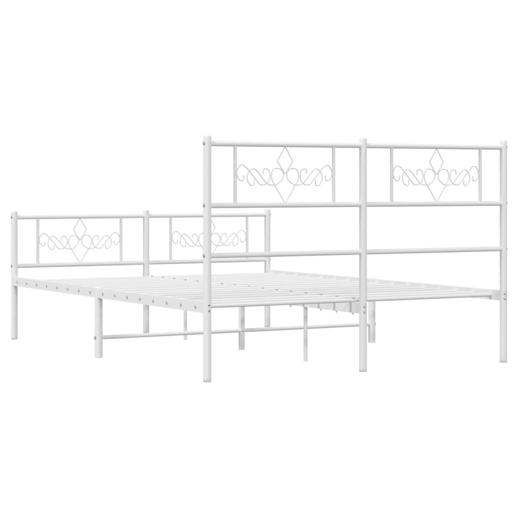 vidaXL Bedframe met hoofd- en voeteneinde metaal wit 135x190 cm