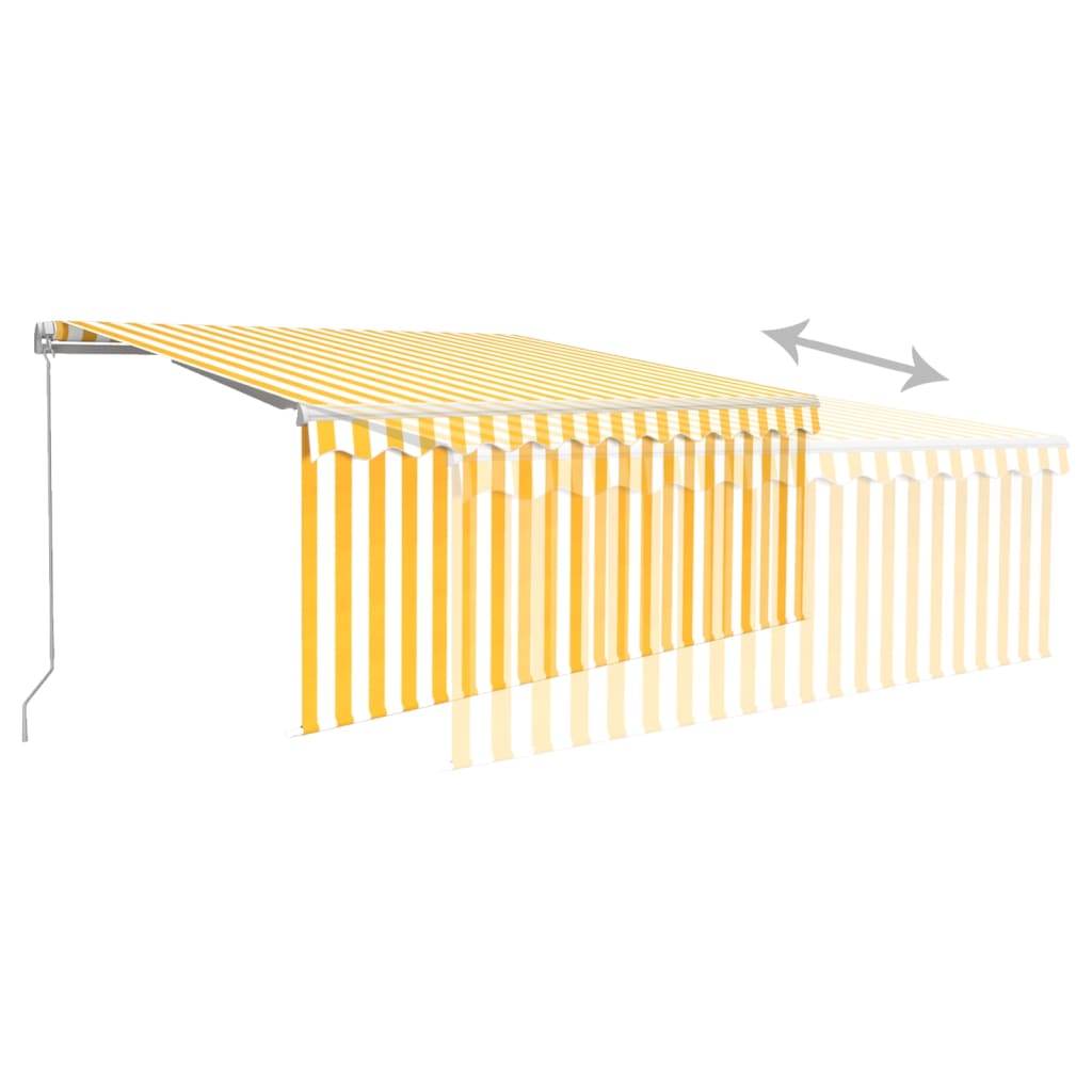 vidaXL Luifel handmatig uittrekbaar met rolgordijn 3x2,5 m geel en wit