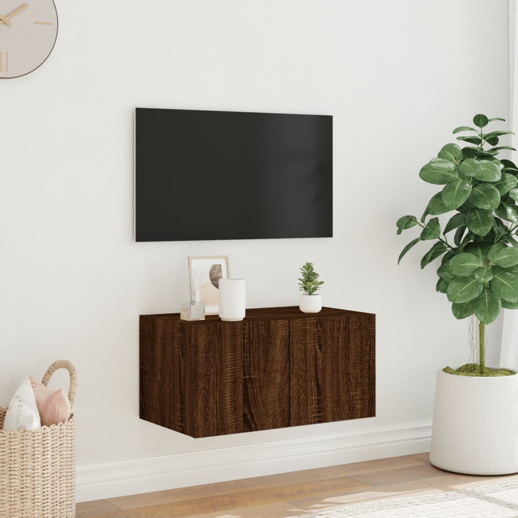 vidaXL Tv-wandmeubel met LED-verlichting 60x35x31 cm bruin eikenkleur