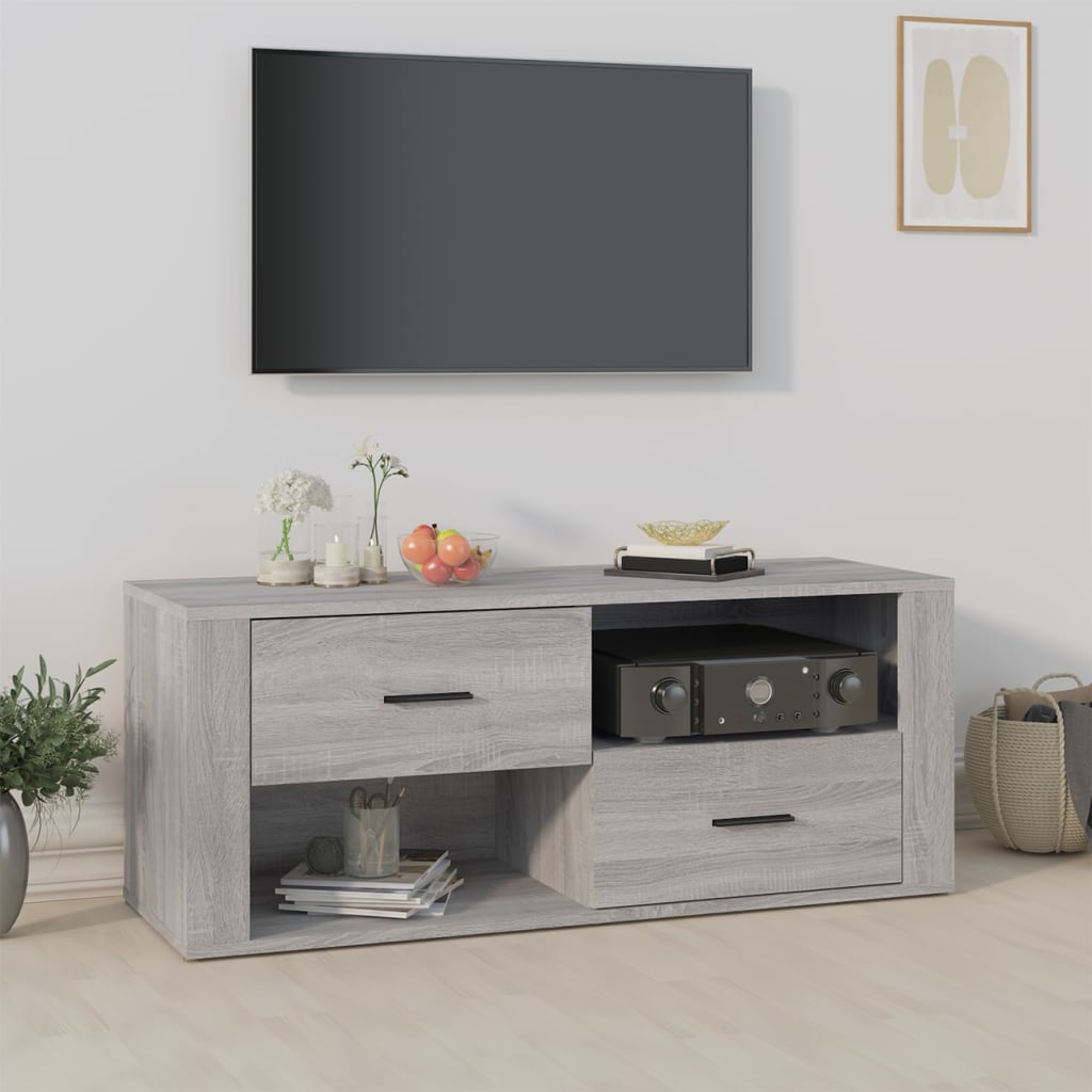 vidaXL Tv-meubel 100x35x40 cm bewerkt hout grijs sonoma eikenkleurig