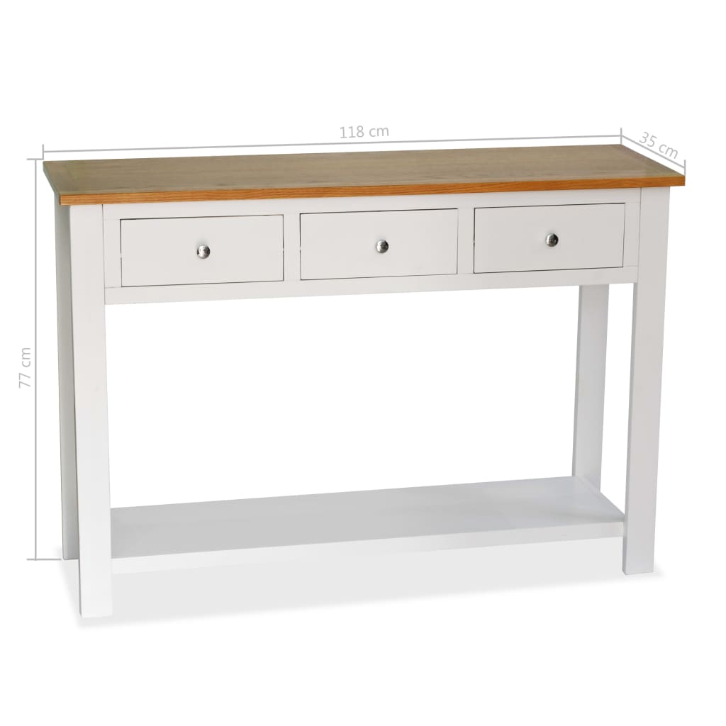 vidaXL Wandtafel 118x35x77 cm massief eikenhout