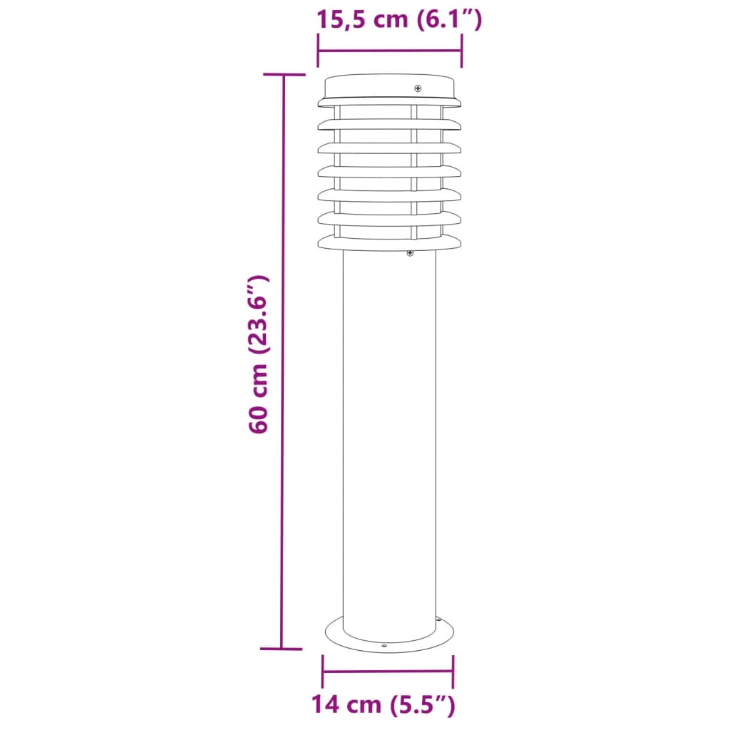 vidaXL Buitenvloerlamp 60 cm roestvrijstaal zilverkleurig