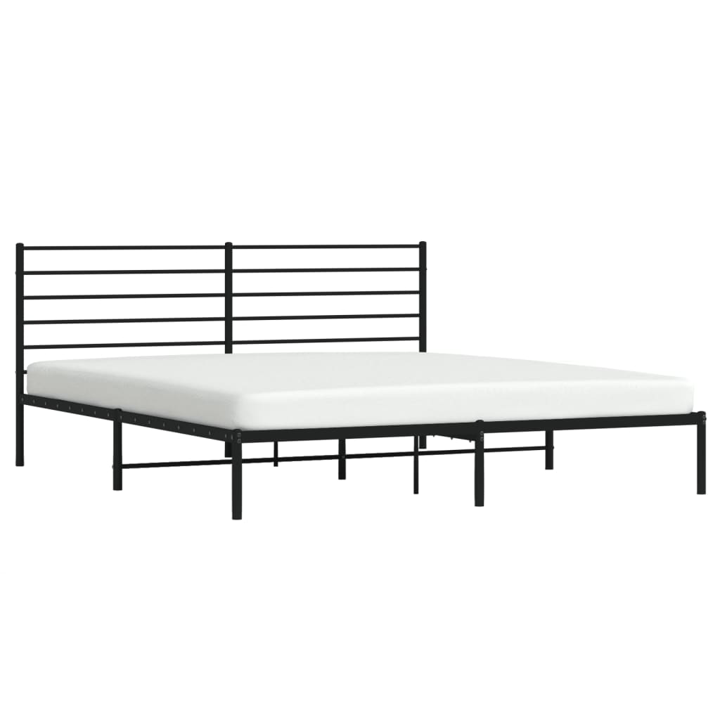 vidaXL Bedframe met hoofdbord metaal zwart 183x213 cm