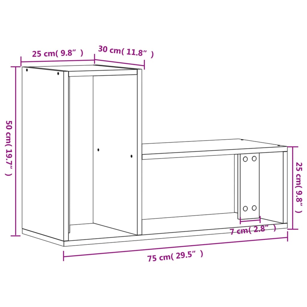 vidaXL Tv-meubelen 2 st 75x30x50 cm bewerkt hout grijs sonoma eiken