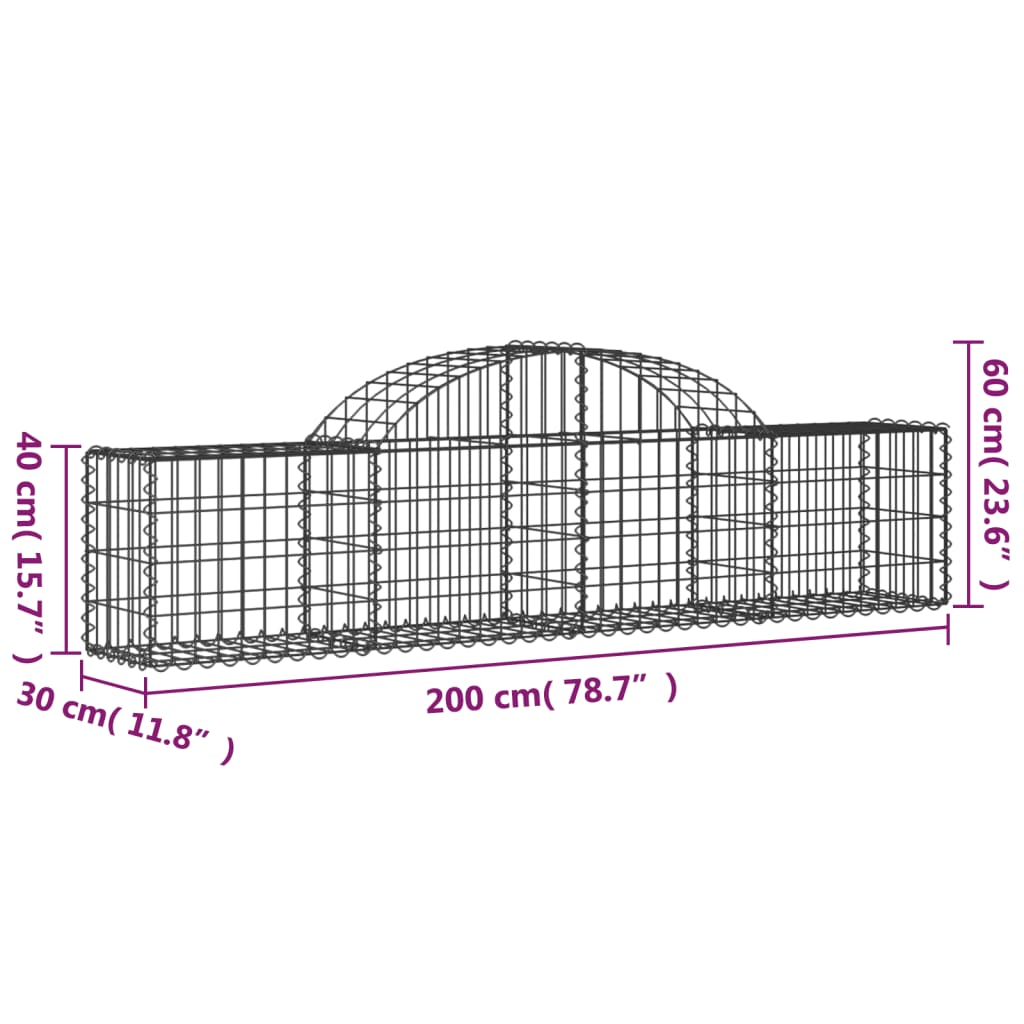 vidaXL Schanskorven 12 st gewelfd 200x30x40/60 cm gegalvaniseerd ijzer