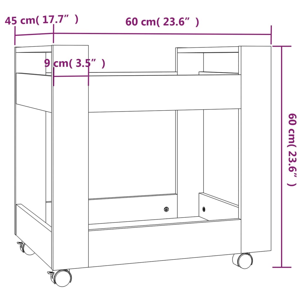 vidaXL Bureaukastje 60x45x60 cm bewerkt hout zwart