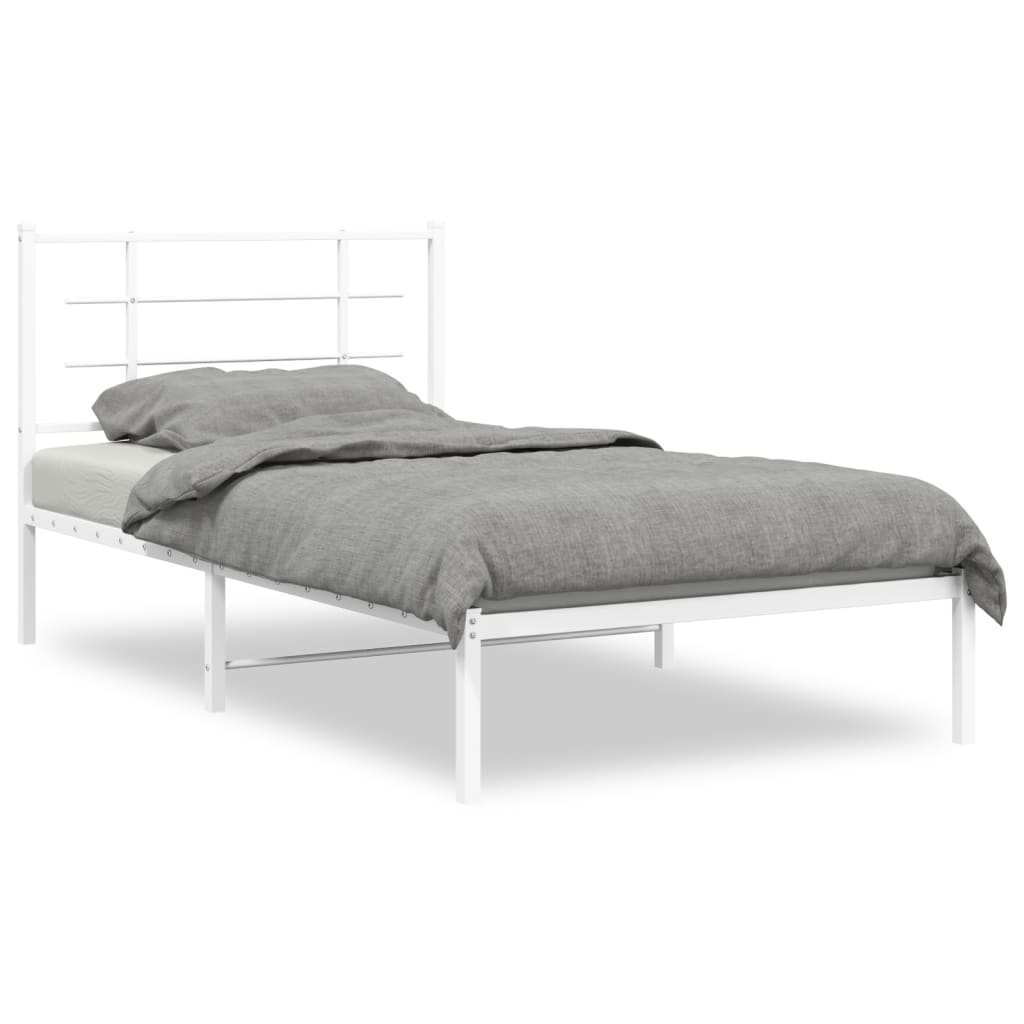 vidaXL Bedframe met hoofdbord metaal wit 100x190 cm