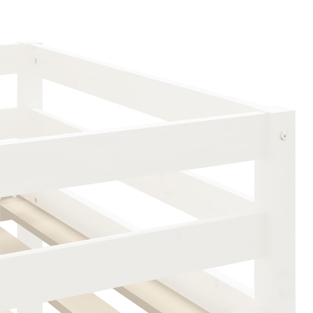 vidaXL Kinderhoogslaper met ladder 90x200 cm massief grenenhout wit