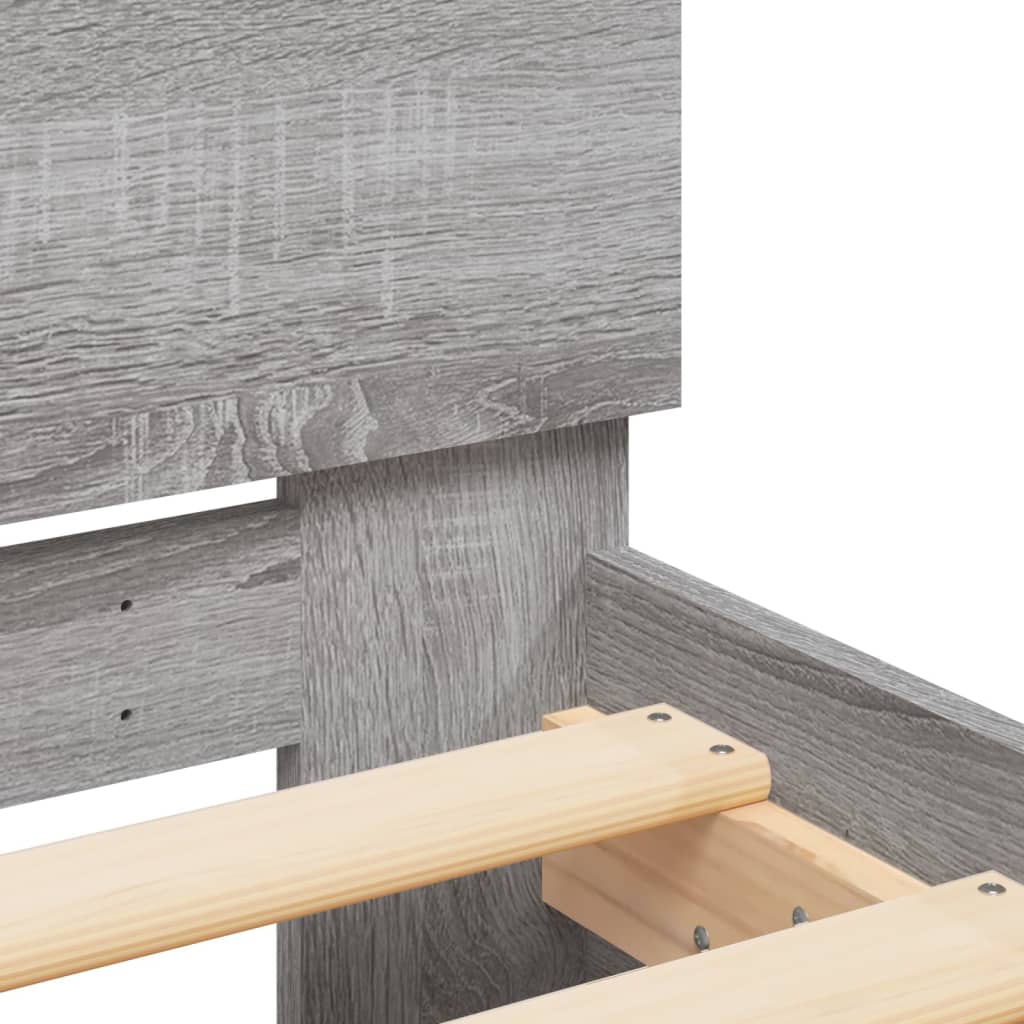 vidaXL Bedframe met hoofdbord bewerkt hout grijs sonoma 75x190 cm