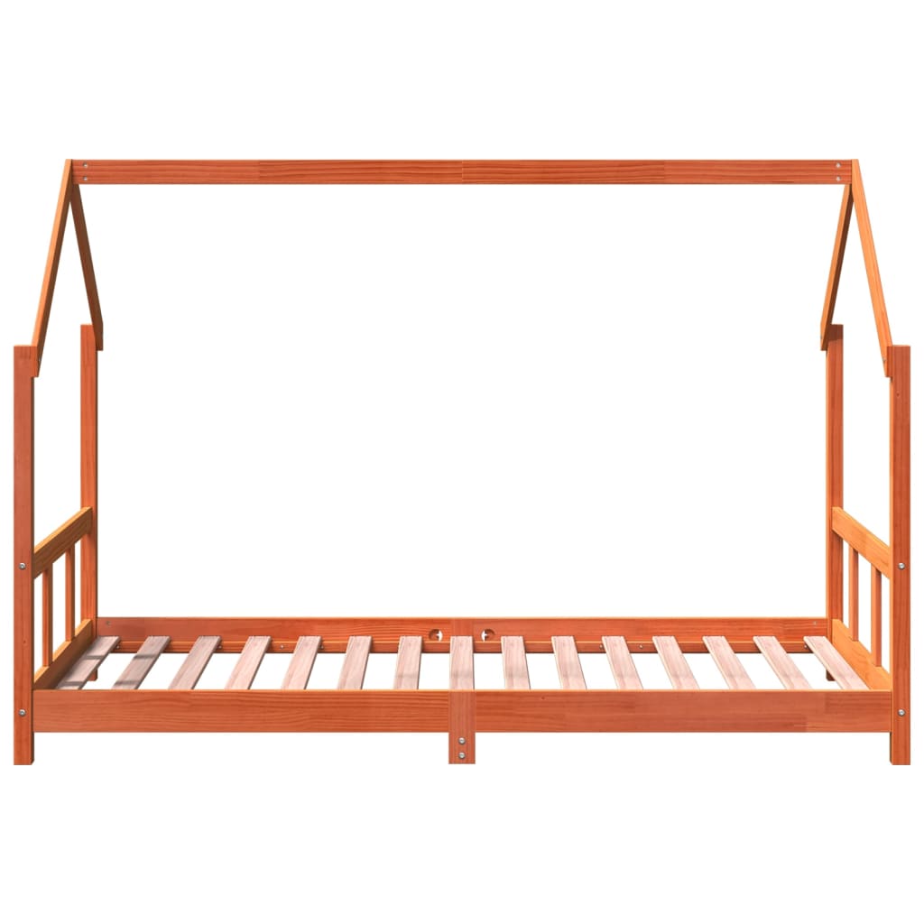 vidaXL Kinderbedframe massief grenenhout wasbruin 90x190 cm