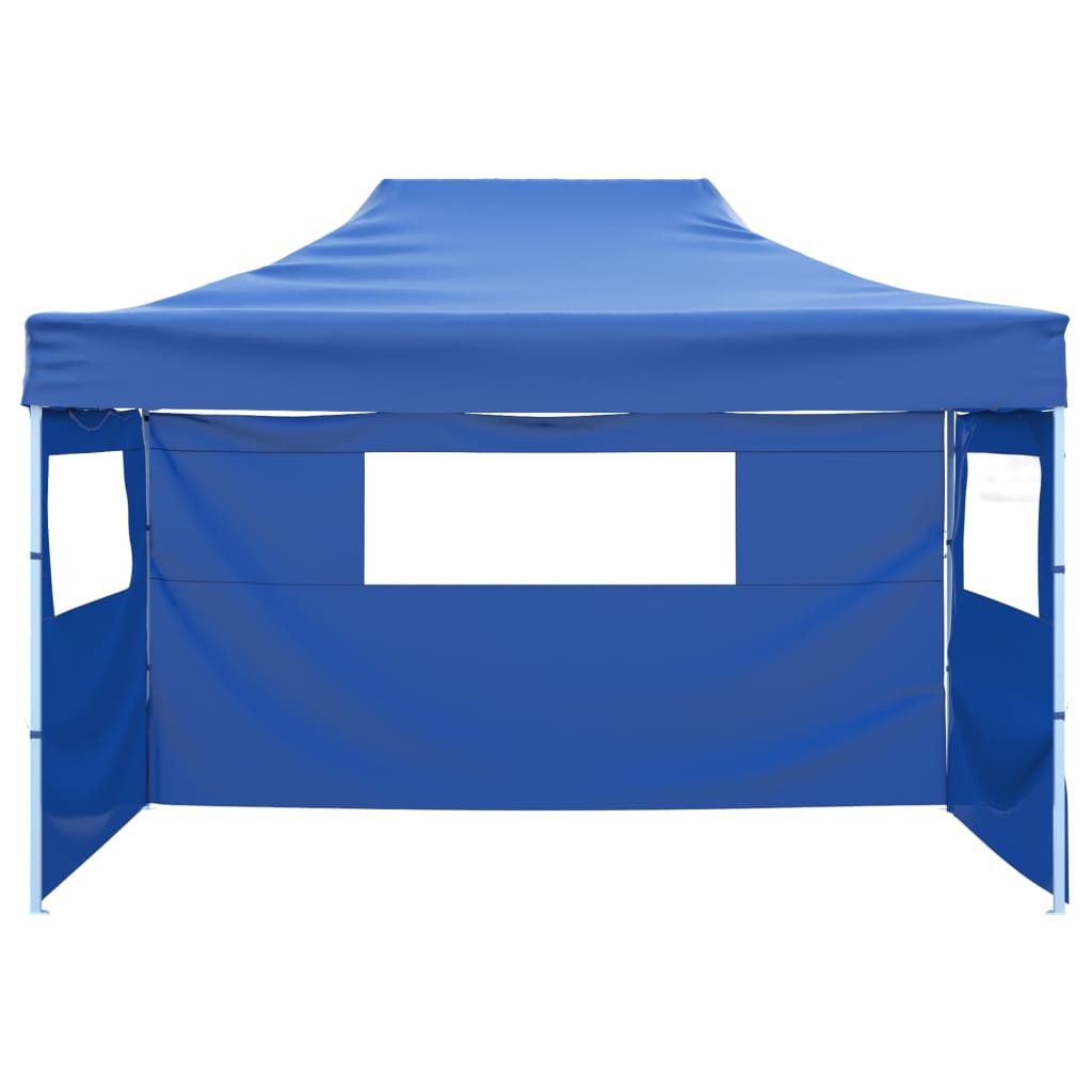 vidaXL Partytent met 3 zijwanden inklapbaar 3x4 m staal blauw